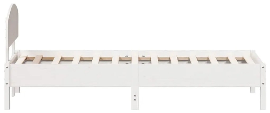 Estrutura de cama com cabeceira 90x200 cm pinho maciço branco