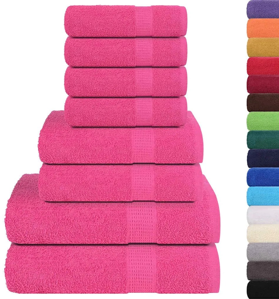 8pcs Conjunto toalhas banho 360 gsm 100% algodão rosa