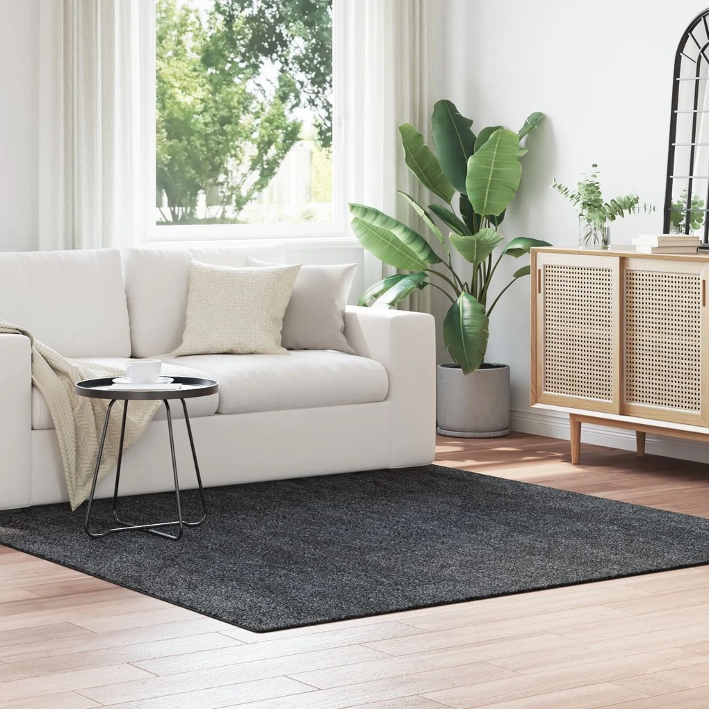 Tapete Shaggy vidaXL com Fundo de Látex Cinza Escuro 200x200 cm