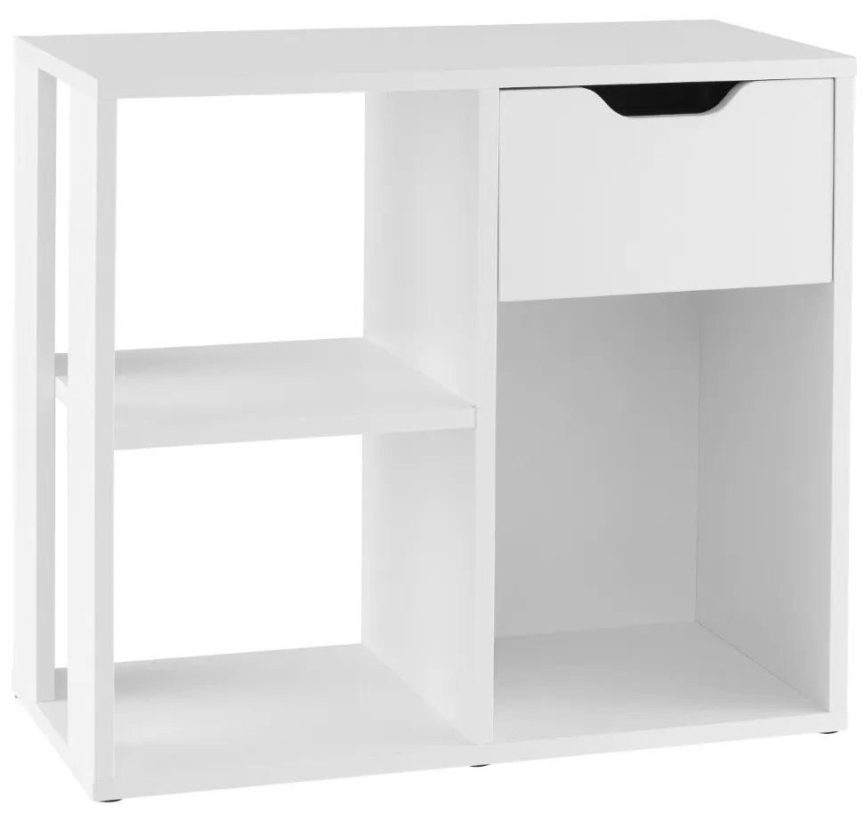 Estante de 3 cubos com gaveta 2 níveis Estante de arrumação independente para escritório, sala de estar, quarto, branco