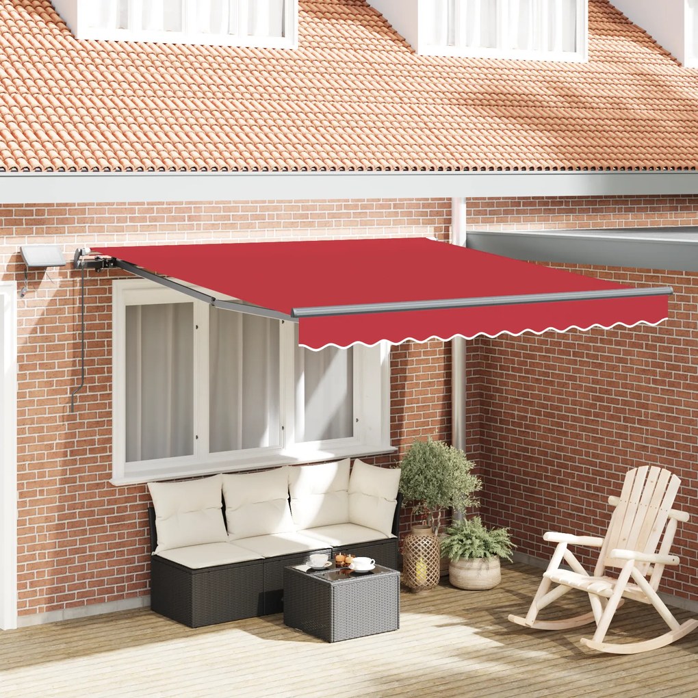 Toldo Retrátil Manual vidaXL com LED Vermelho 300x250 cm