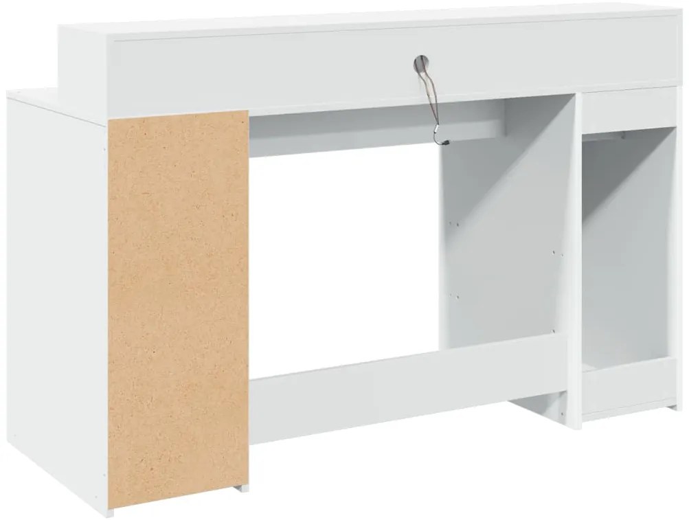 Secretária c/ luzes LED 140x55x91 cm derivados madeira branco