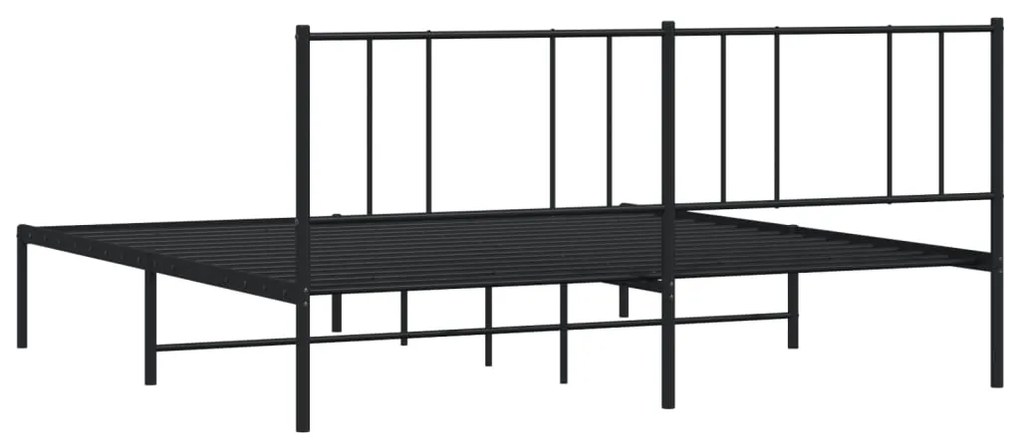 Estrutura de cama com cabeceira 200x200 cm metal preto