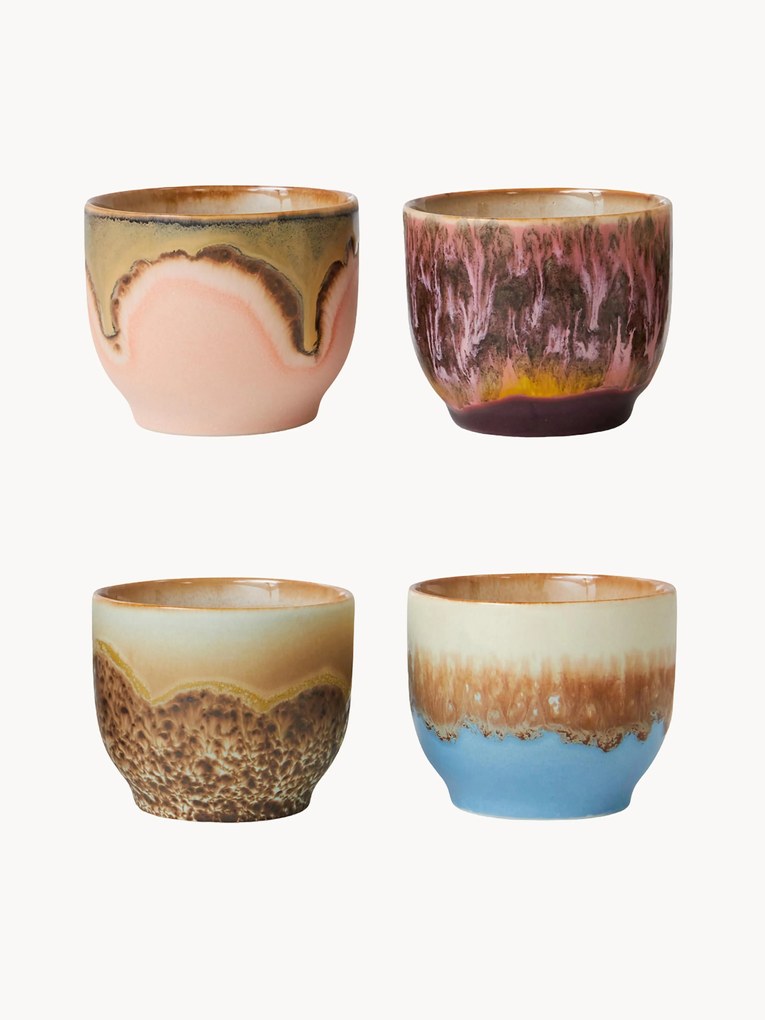Canecas artesanais 70's, 4 uni.