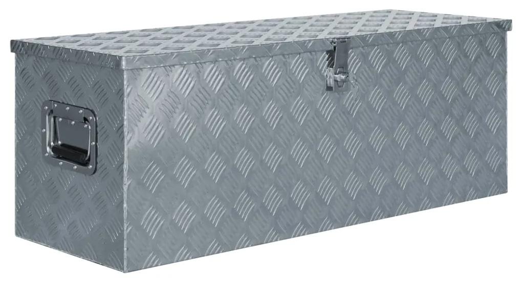 142941 vidaXL Caixa de alumínio 110,5x38,5x40 cm prateado