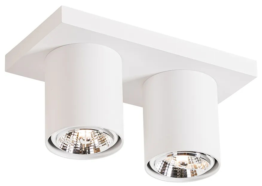 Candeeiro de teto moderno branco 2 luzes - Tubo Moderno