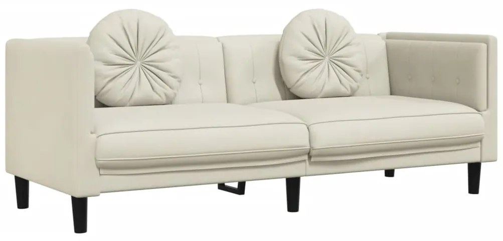 2 pcs conjunto de sofás com almofadas veludo cor creme