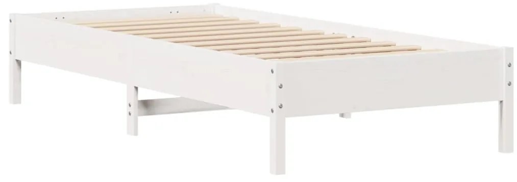 Cama com estante sem colchão 75x190 cm pinho maciço branco
