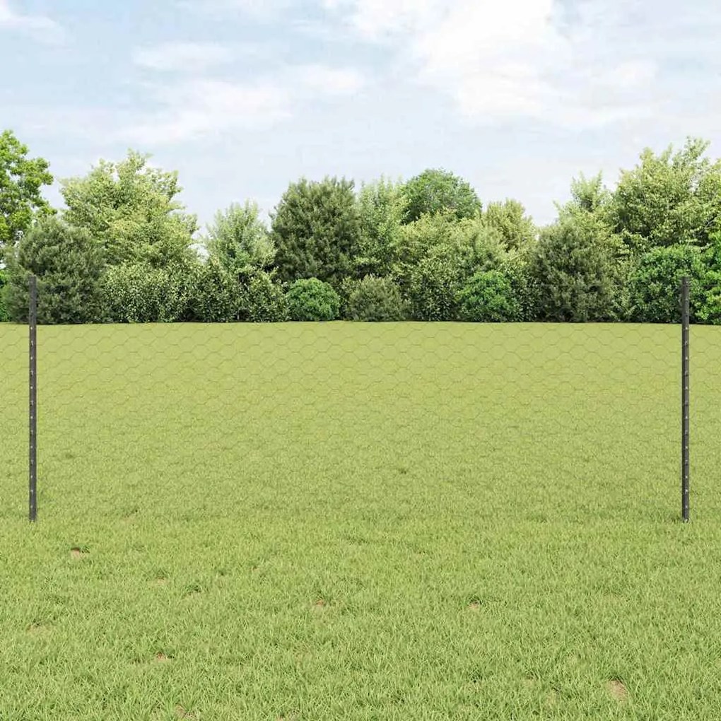 Postes de Cerca vidaXL 5 pcs U-Channel Cinza 80 cm Aço
