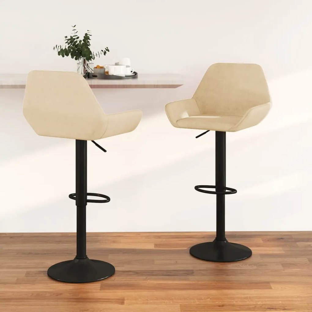 vidaXL Bancos de bar 2 pcs veludo creme