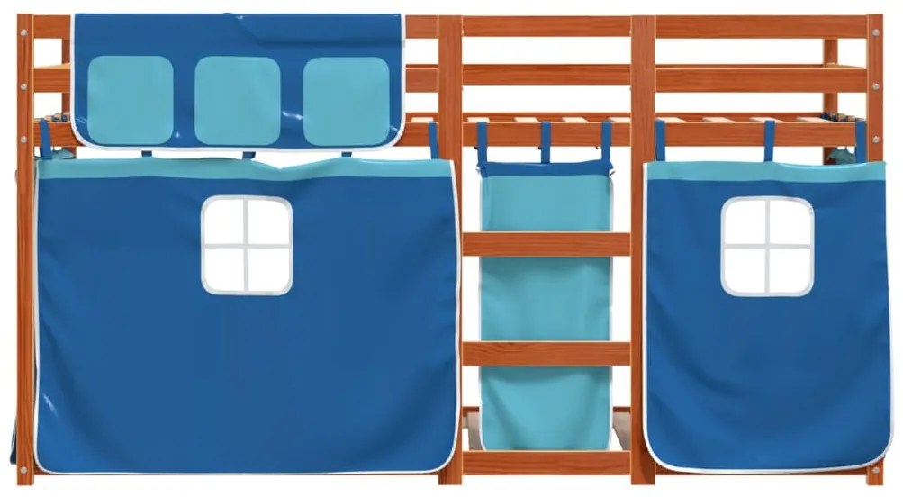 Beliche com cortinas 90x190 cm madeira de pinho maciça azul