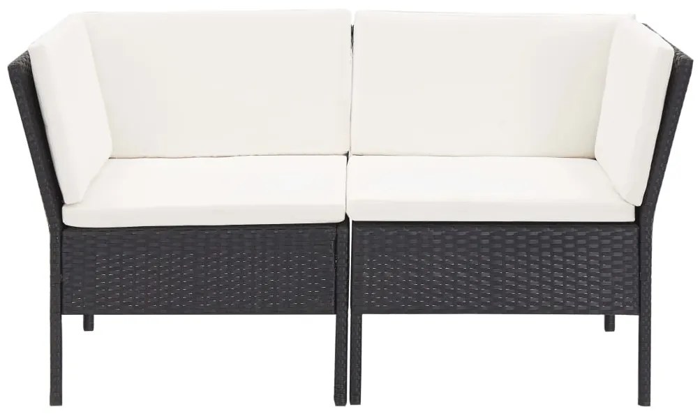 6 pcs conjunto lounge de jardim c/ almofadões vime PE preto