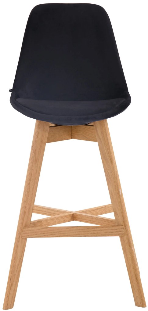 Banco de bar Cannes em veludo e com estrutura de Cor Natural 48 x 112 x 56 cm Preto