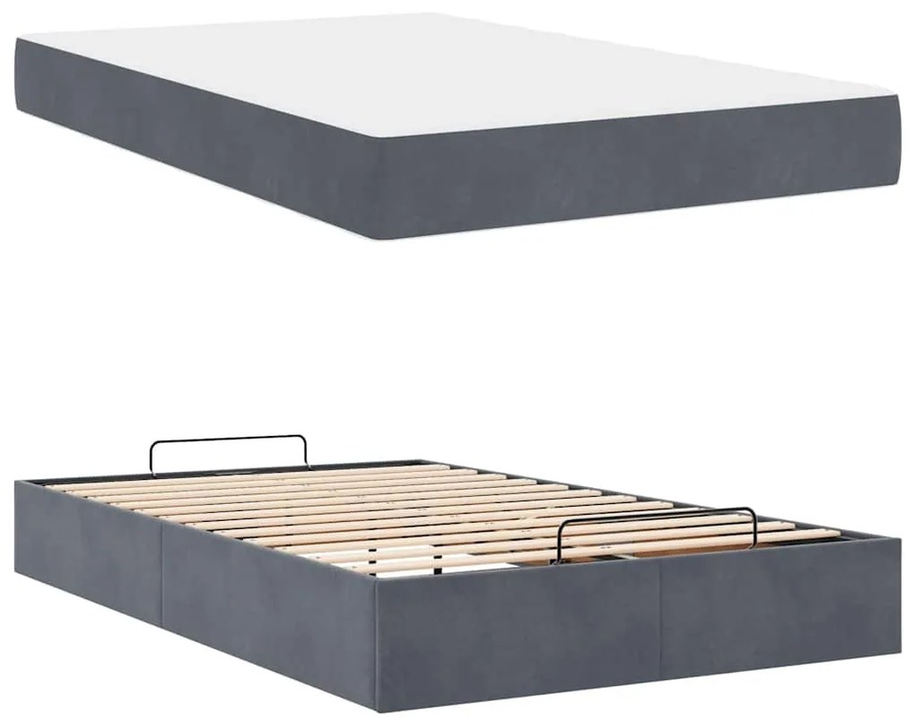 Estrutura da Cama Cinzento escuro 140 x 190 cm Veludo