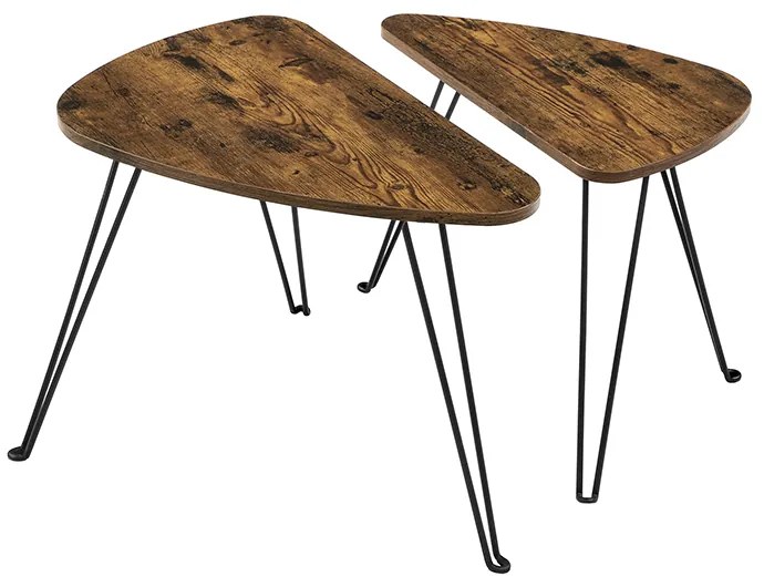 Mesas de centro conjunto de 2 mesas de apoio castanho Vintage-preto