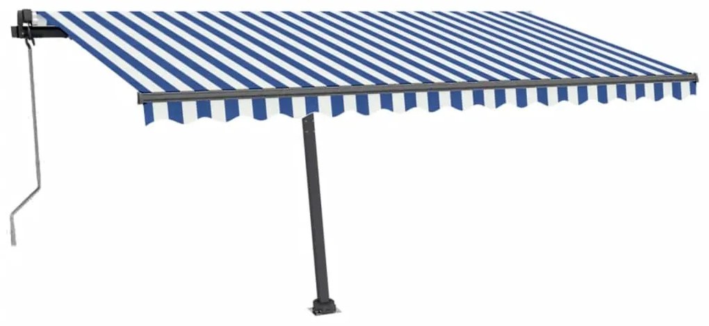 Toldo automático c/ LED e sensor de vento 450x350cm azul/branco