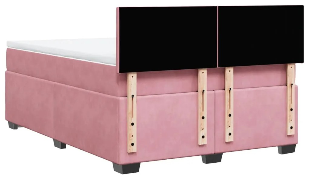 Cama com molas/colchão 160x200 cm veludo rosa