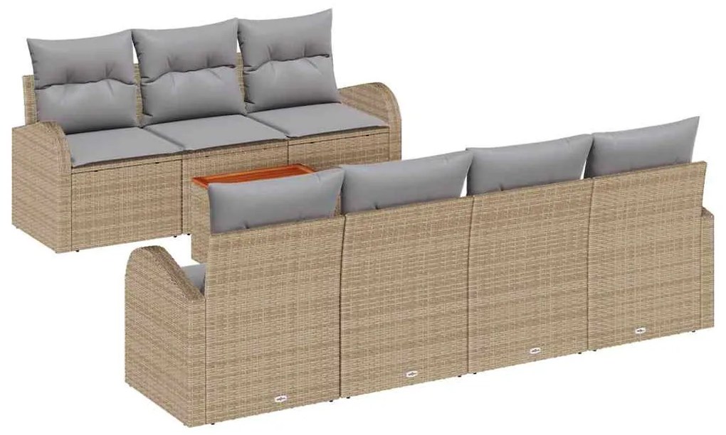 Conjunto de Sofá de Jardim 8 pcs Bege, cinza claro Grande