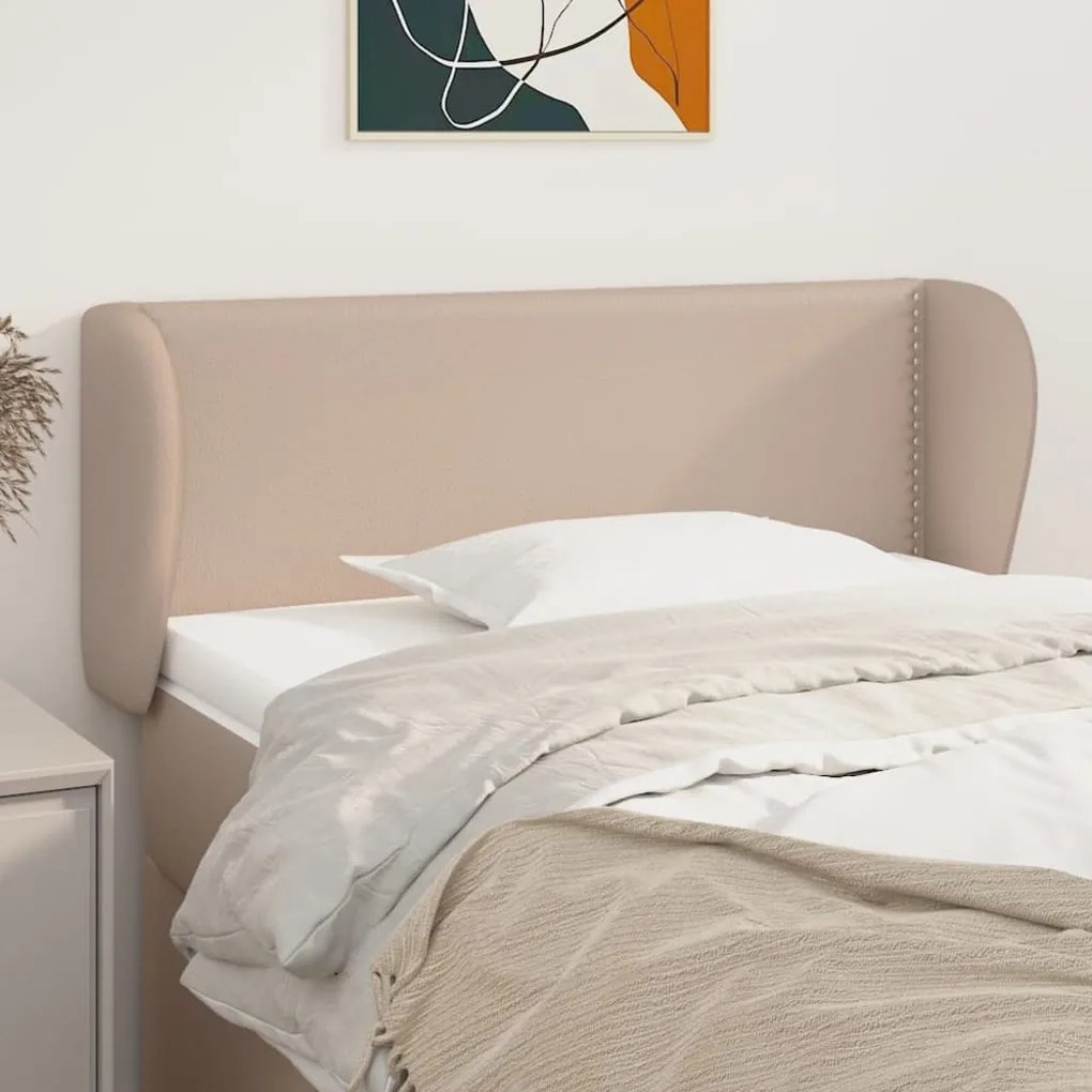 3117093 vidaXL Cabeceira cama abas couro artificial 103x23x78/88 cm cappuccino