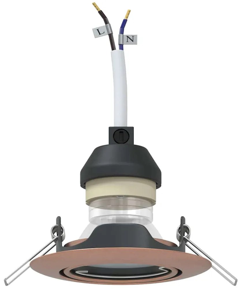 Spotlights Embutidos 6 pcs Redondo GU10 Cobre Ø90 mm Aço