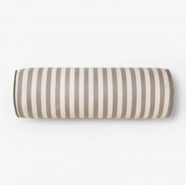 Cilindro Almofada 15x50 Cm Para Jardim Em Tecido Somalia Gardênia Branca - Marrom Mocha - Sklum
