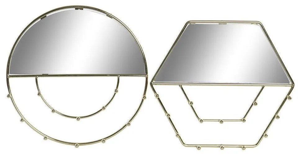 Espelho DKD Home Decor Metal Dourado (2 pcs) (27 x 3.5 x 27 cm)