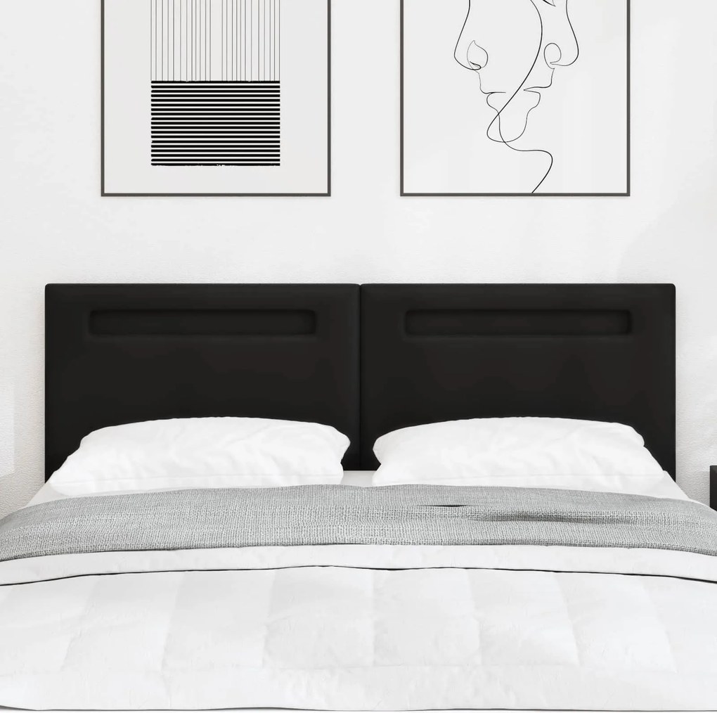 vidaXL Cabeceira LED Preto 160 cm Couro Sintético