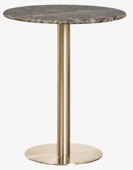 Mesa De Bar Redonda Em Pedra Natural Xiren Ø70 Cm & Mármore Castanho Emperador & Ouro Escovado - Sklum
