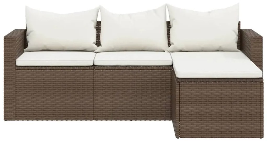 Conjunto lounge de jardim vime PE castanho
