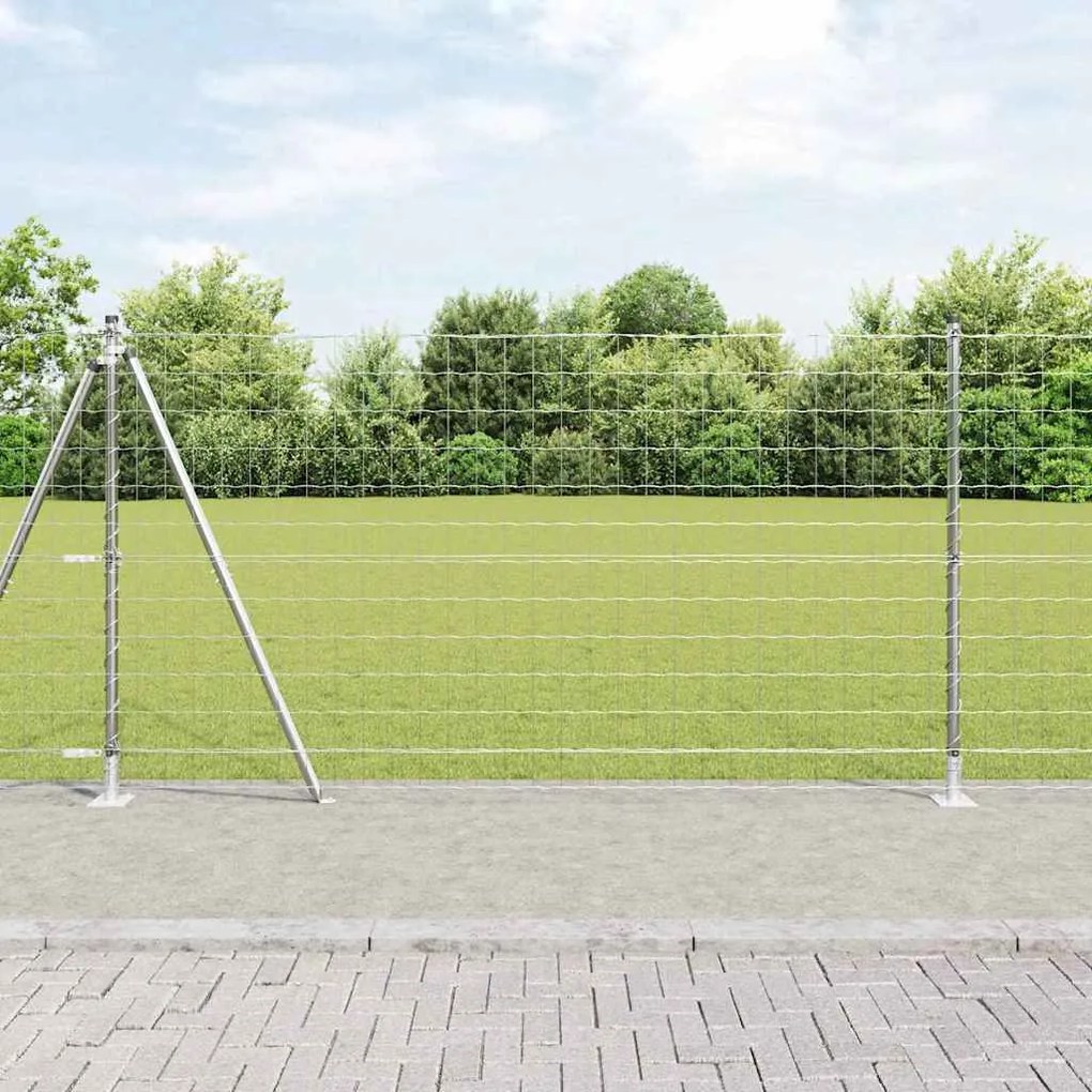 vidaXL Cerca Euro com 13 postes flangeados, 1,2 x 25 m, em aço galvanizado