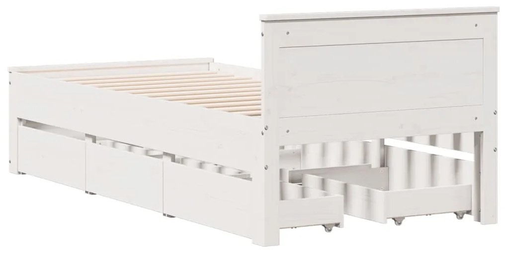 Cama sem colchão com cabeceira 90x200 cm pinho maciço branco