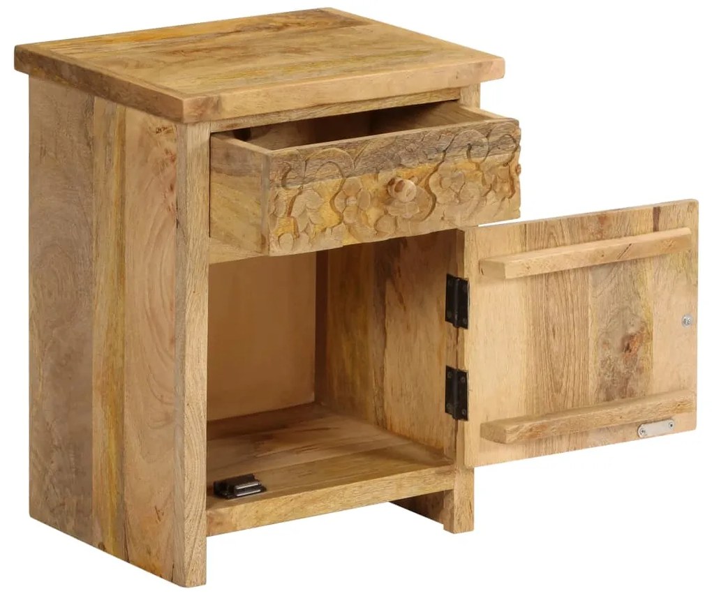 Mesa de cabeceira em madeira de mangueira maciça 40x30x50 cm