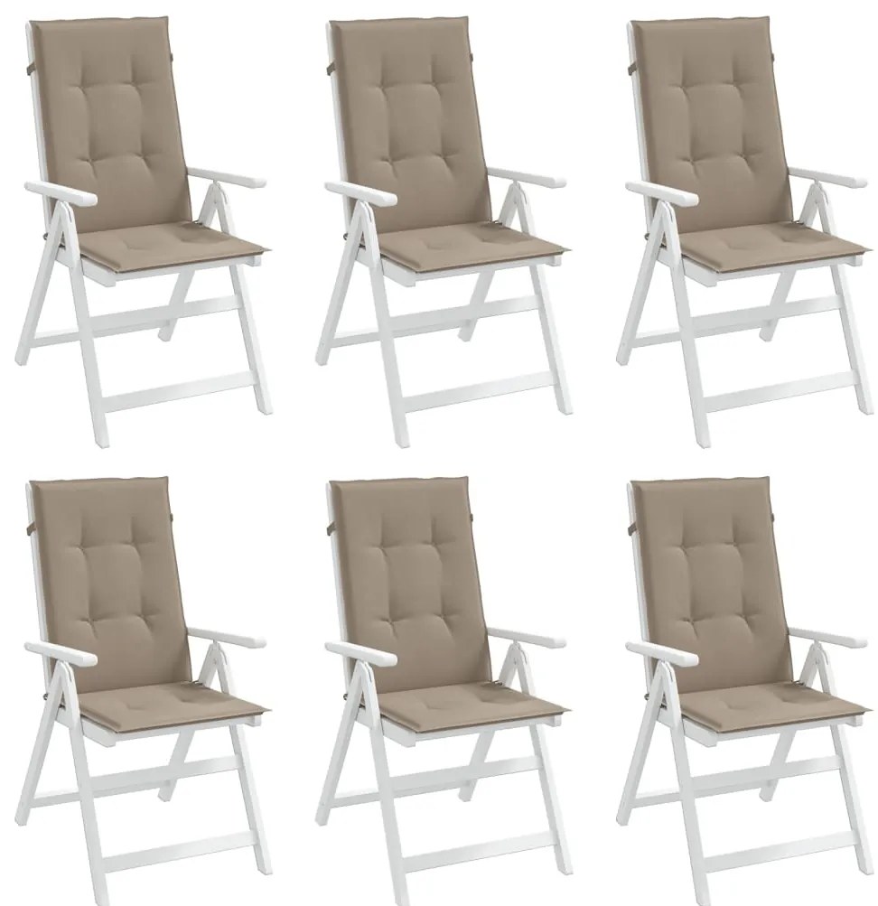Almofadões cadeiras altas jardim 6 pcs tecido cinza-acastanhado