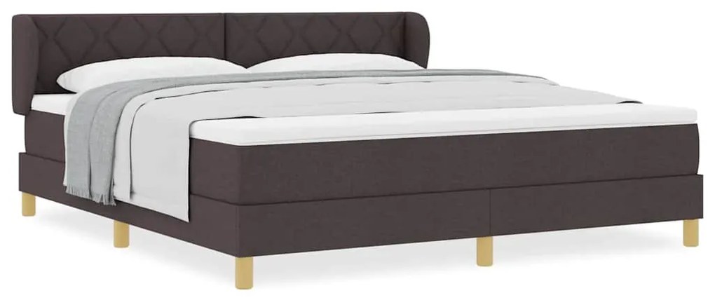 Cama Box Spring com Colchão - Castanho Escuro, 180x200 cm, Tecido