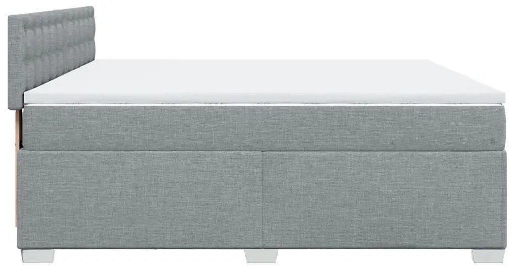 Cama com molas/colchão 200x200 cm tecido cinza-claro