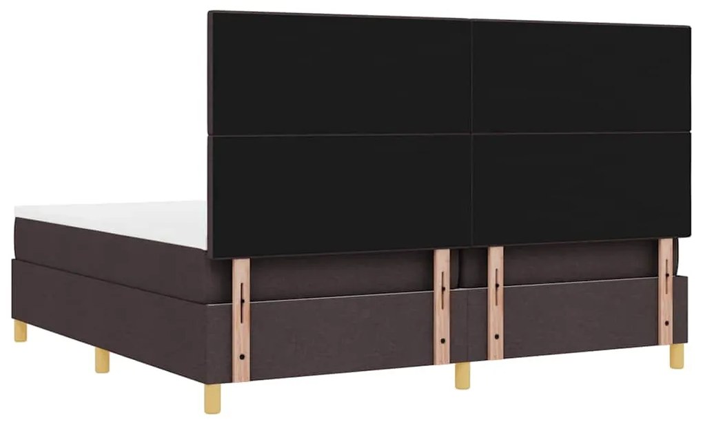 Cama Box Spring com Colchão e LED Marrom Escuro 200x200 cm Tecido