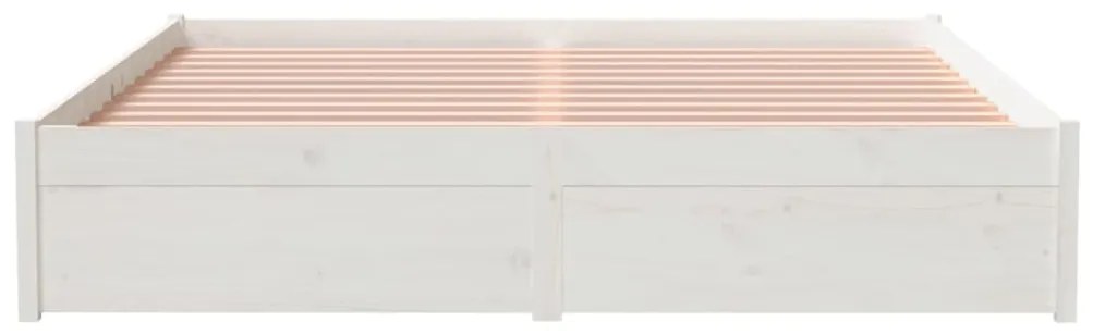 Estrutura de cama king 150x200 cm madeira maciça branco
