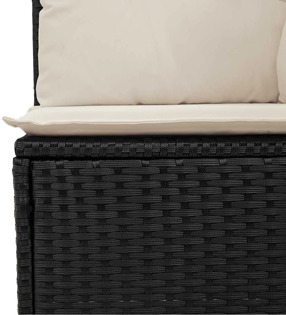 Sofá de jardim com almofadões 4 lugares vime PE preto