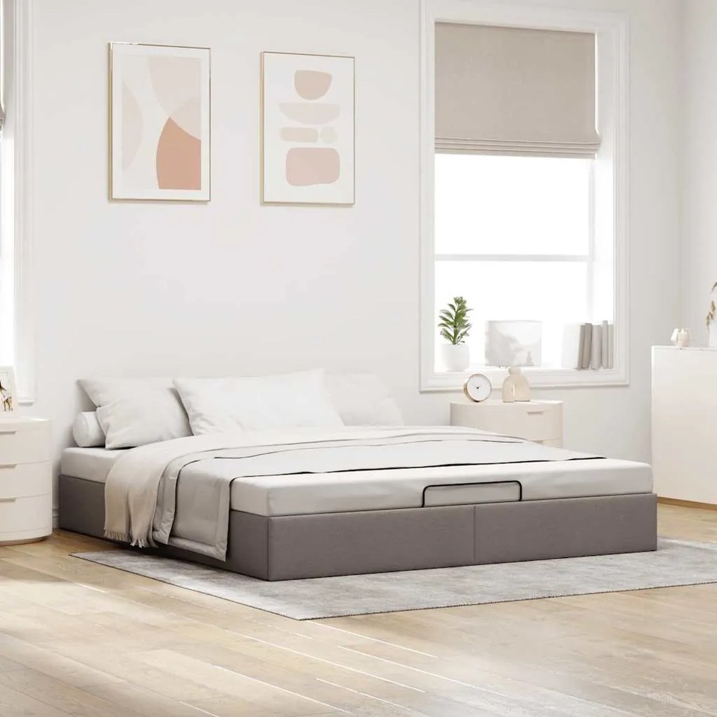 Estrutura de cama otomana sem colchão cinza 180x200 cm tecido