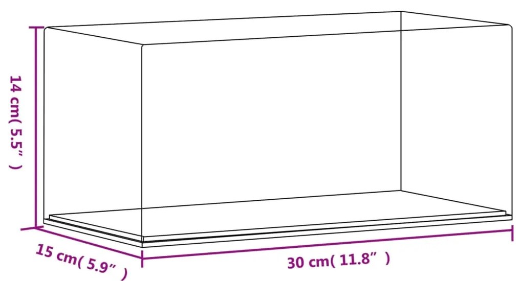 Caixa de exposição 30x15x14 cm acrílico transparente