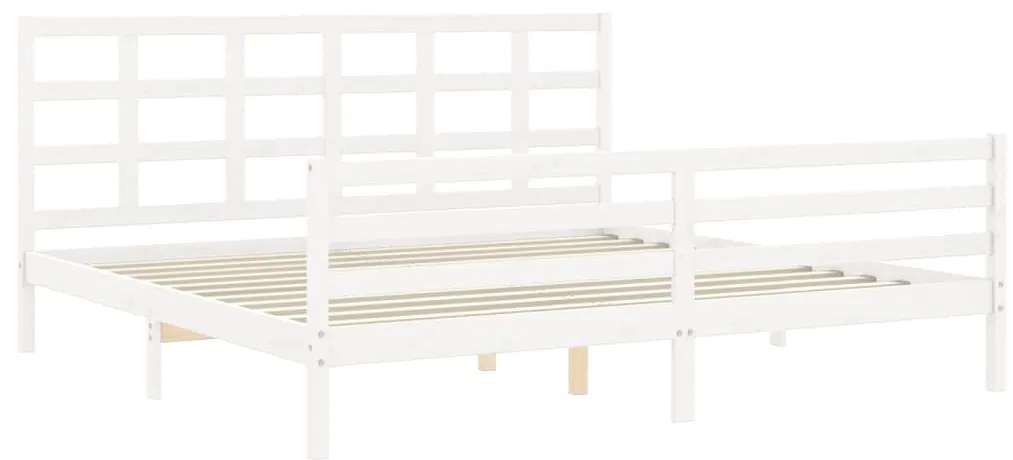 Estrutura cama Super King Size c/ cabeceira madeira branco