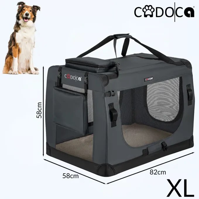 Transportadora dobrável para cães XL 82x58x58cm Cinza