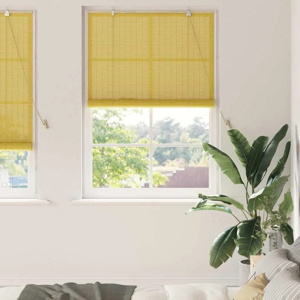 vidaXL Persianas e Sombras de Janela Amarelo 120 x 220 cm Bambu