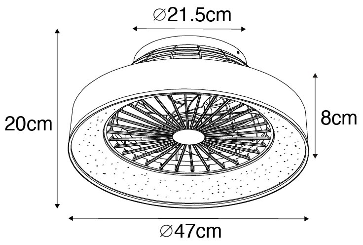 Ventilador de teto branco 47cm incl. LED regulável com controle remoto - Emily Moderno
