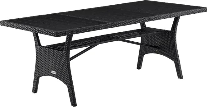 Mesa de jardim Polyrattan Takeo 190x90x75cm WPC preta
