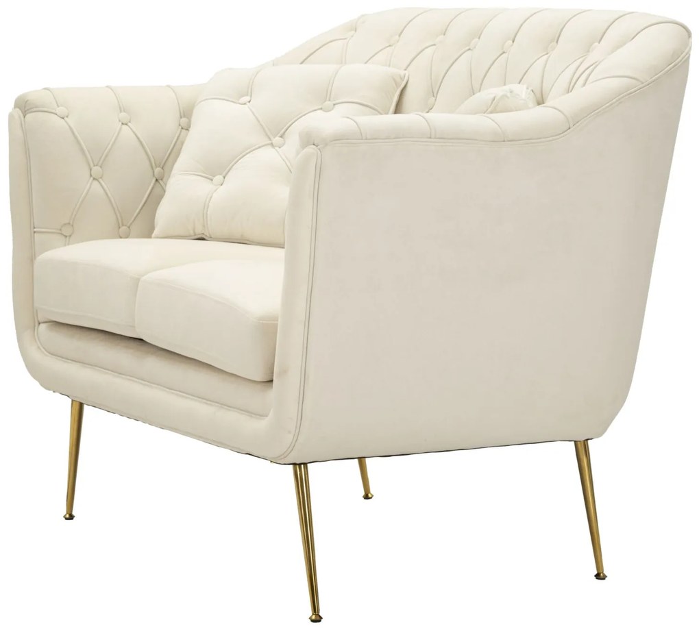 SOFÁ BUDAPEST DE 2 LUGARES COM ALMOFADAS CM 130X83X91 CREME