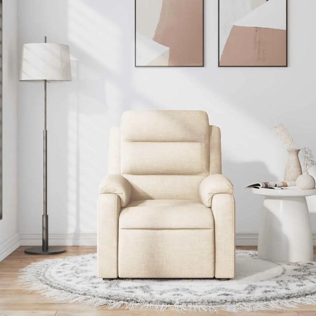 Poltrona de massagens reclinável tecido cor creme