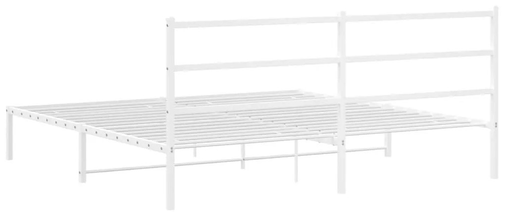 Estrutura de cama com cabeceira 200x200 cm metal branco