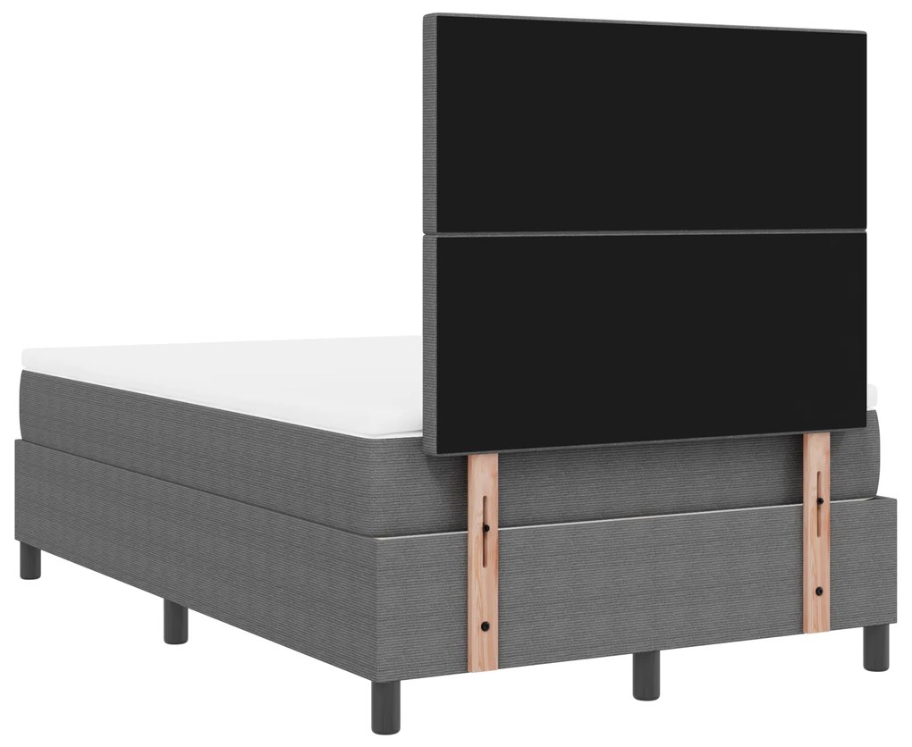 Cama Box Spring com Colchão Cinza Claro 120x200 cm Tecido de Corduroy
