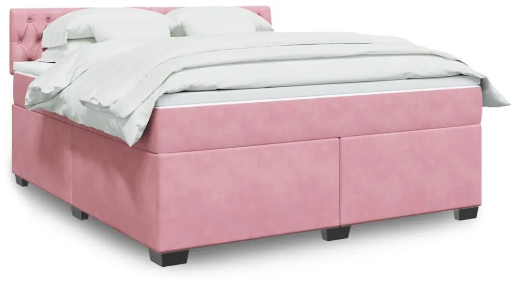 Cama com molas/colchão 180x200 cm veludo rosa
